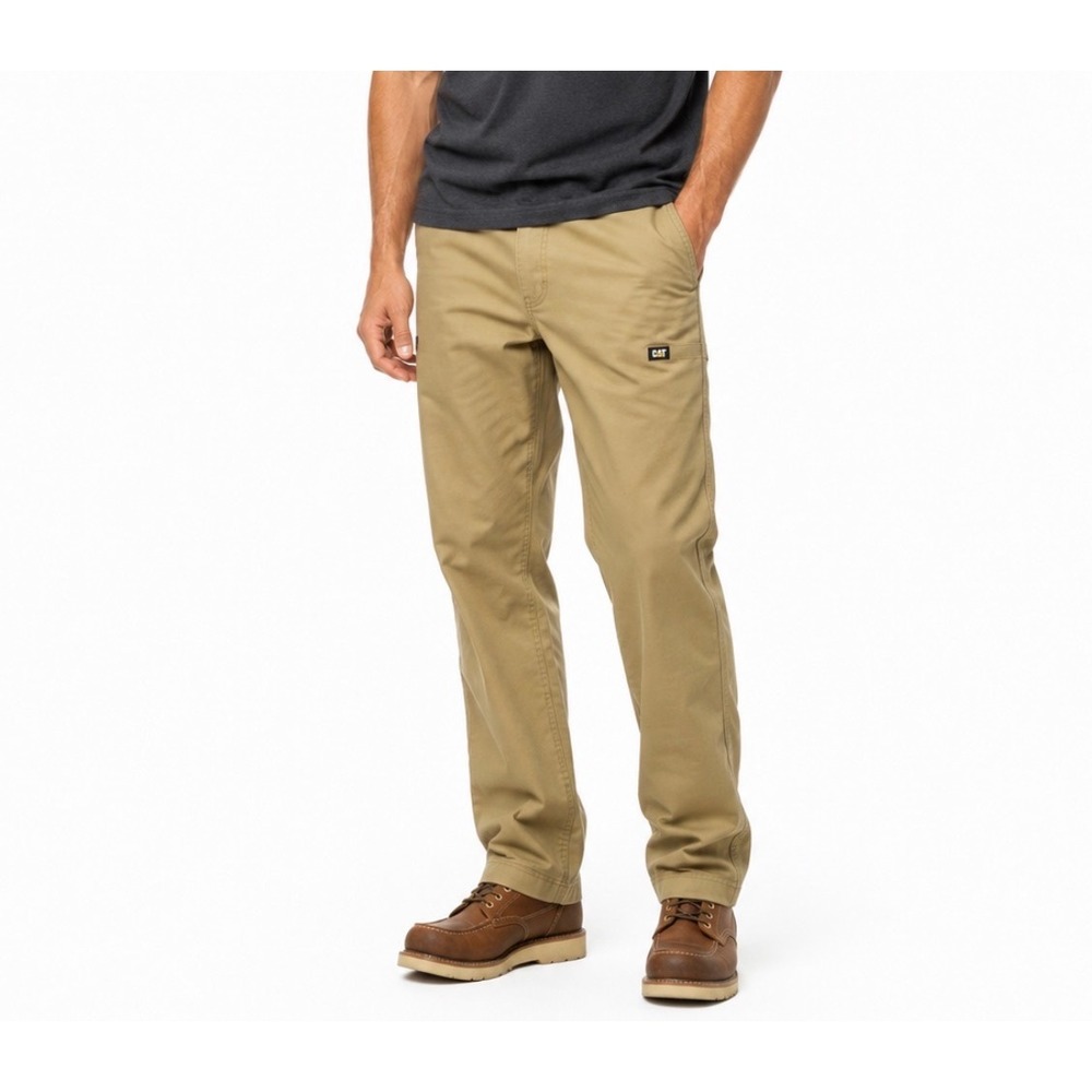 Caterpillar CAT Mens Khaki Carpenter Work Pants Tan 28x30 Straight Leg Utility